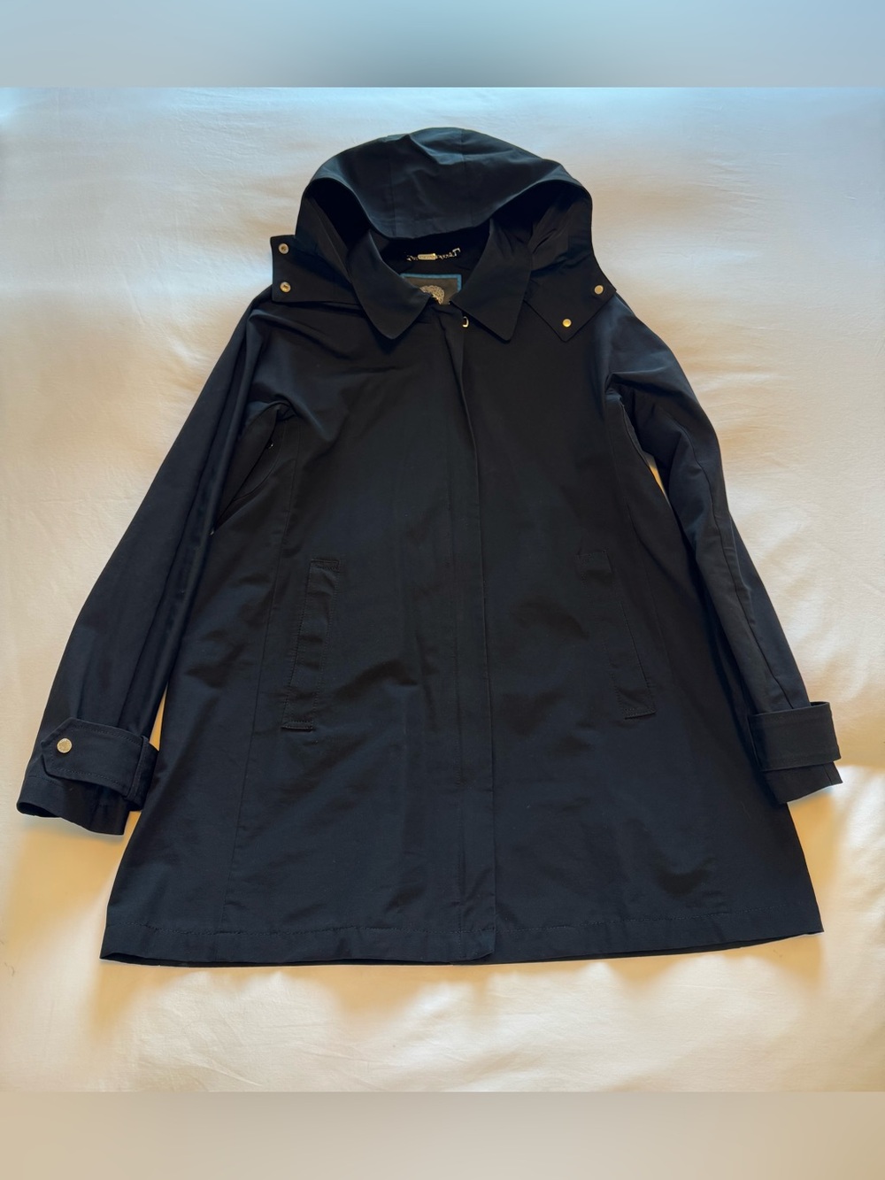 Vince Camuto Black Hooded Trench Coat